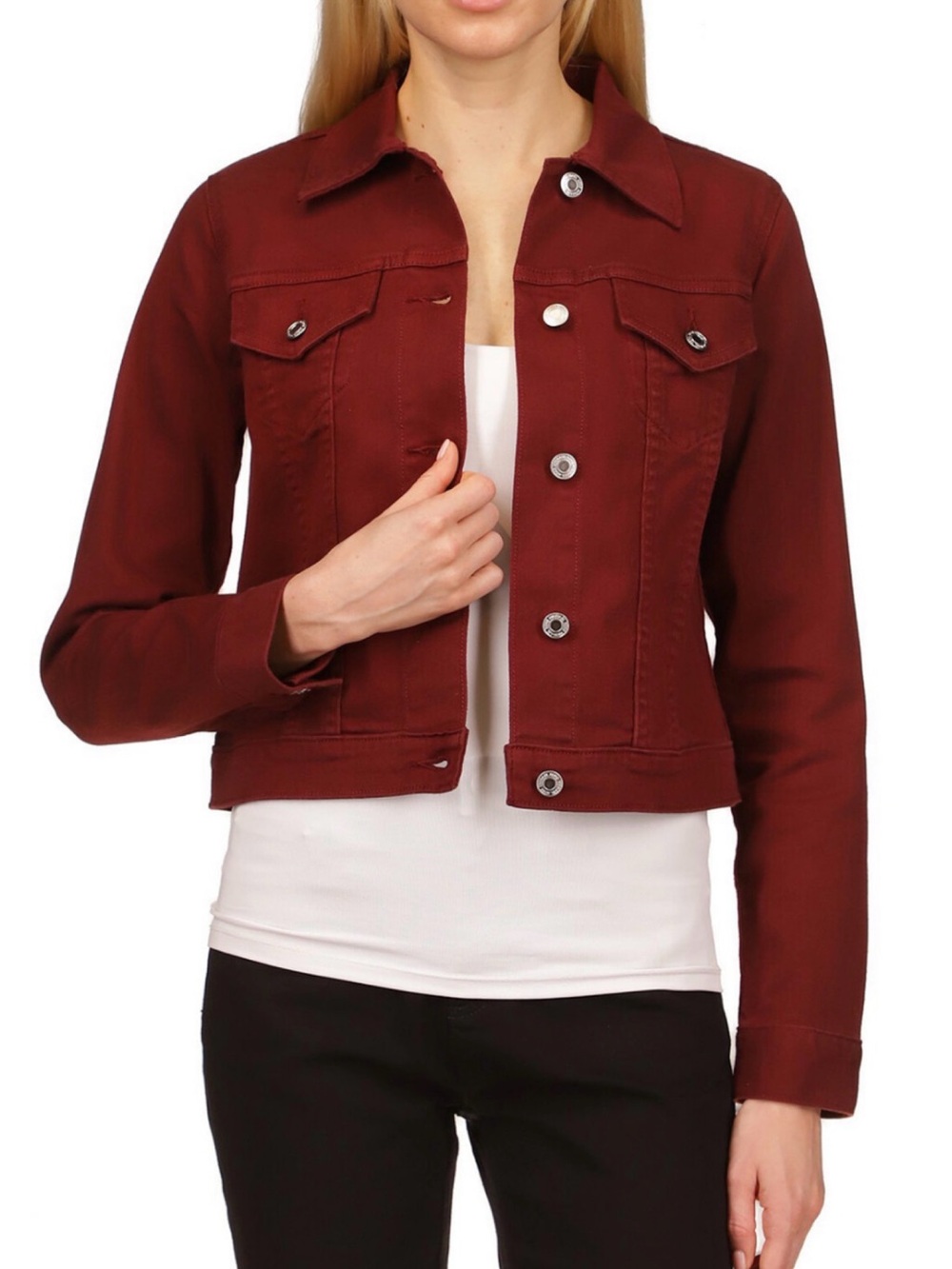 ✨♥️ BNWT Michael Kors Merlot Cropped Denim Style Jacket ♥️✨ 97% Cotton - Picture 7 of 7